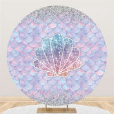 Runden Funkeln Meerjungfrauen Muscheln Glücklich Geburtstag Hintergrund